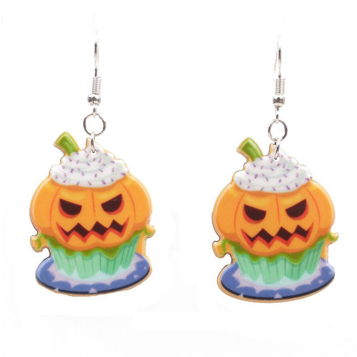 Bulk Jewelry Wholesale Earrings Halloween Halloween orange pumpkin acrylic JDC-ES-ML010 Wholesale factory from China YIWU China