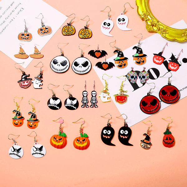 Wholesale Earrings Halloween Orange pumpkin acrylic JDC-ES-JJ163 Earrings JoyasDeChina Wholesale Jewelry JoyasDeChina Joyas De China