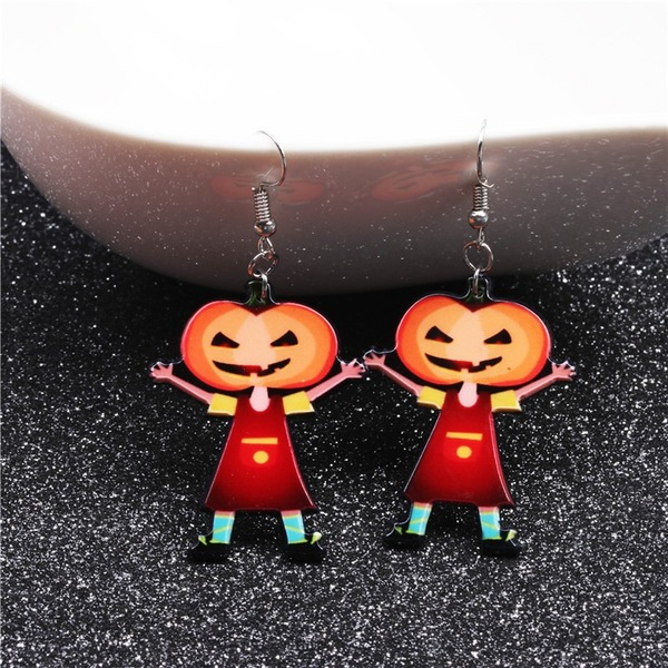 Bulk Jewelry Wholesale Earrings Halloween orange pumpkin acrylic JDC-ES-ML007 Wholesale factory from China YIWU China