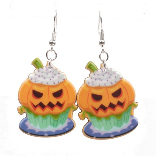 Bulk Jewelry Wholesale Earrings Halloween Orange pumpkin acrylic JDC-ES-ML020 Wholesale factory from China YIWU China