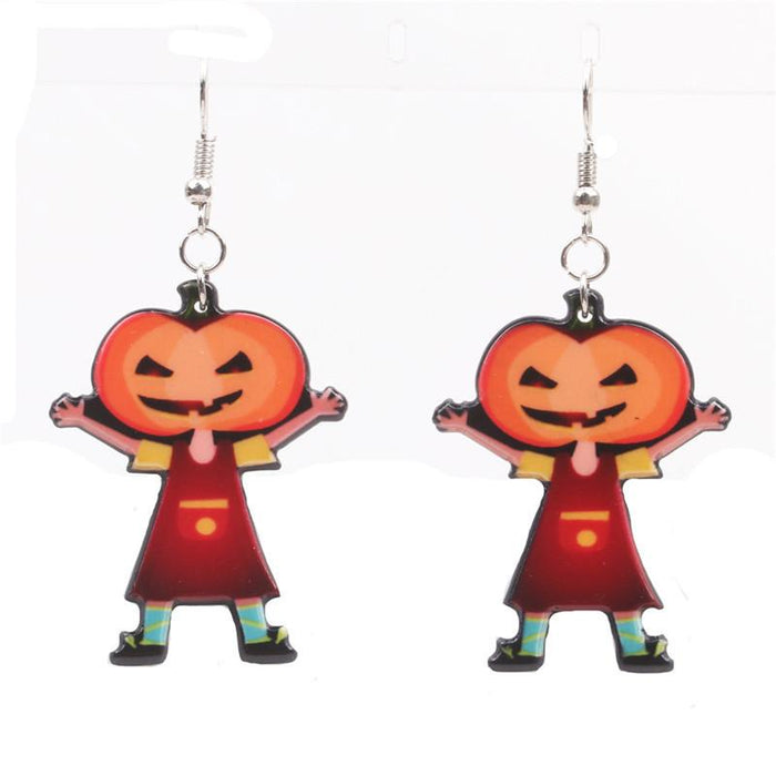 Bulk Jewelry Wholesale Earrings Halloween Orange pumpkin acrylic JDC-ES-ML023 Wholesale factory from China YIWU China
