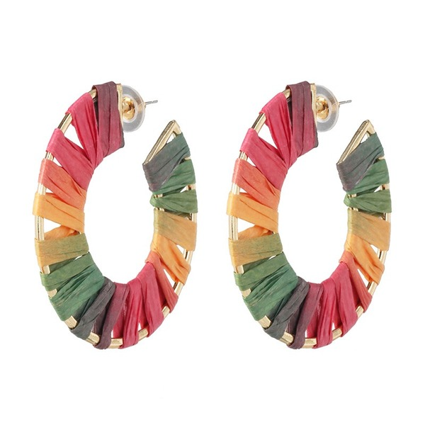Wholesale Earrings Hollow alloy dyed color raffia JDC-ES-JJ101 Earrings JoyasDeChina Wholesale Jewelry JoyasDeChina Joyas De China