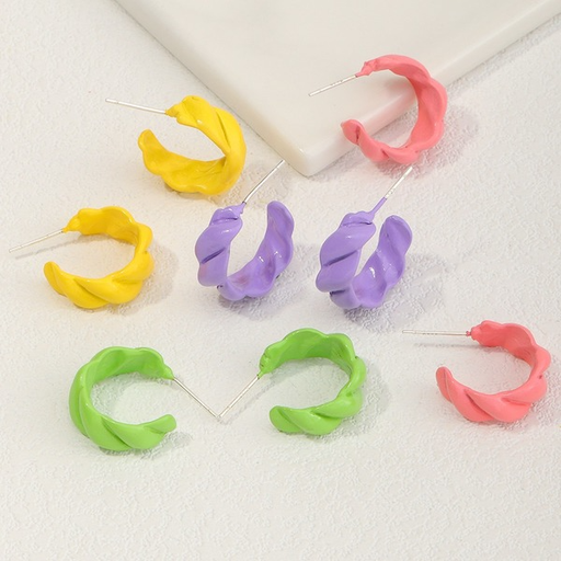 Bulk Jewelry Wholesale Earrings Irregular C-shaped wave candy color resin JDC-ES-e065 Wholesale factory from China YIWU China