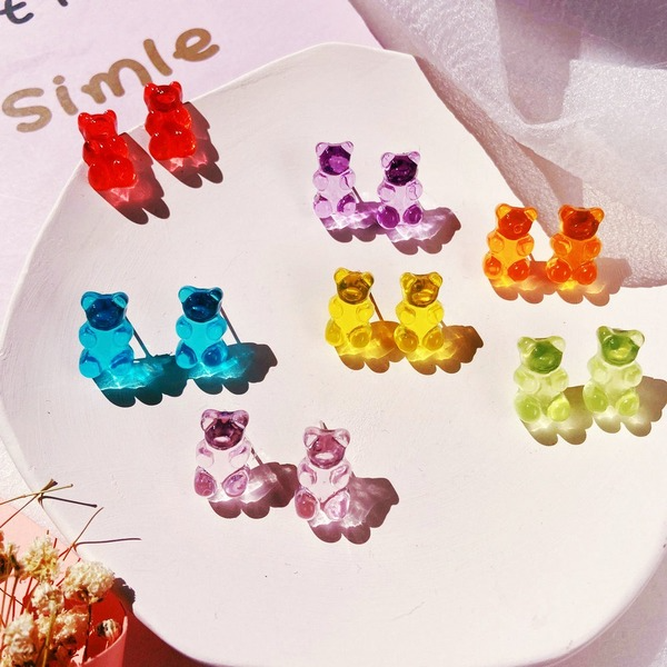 Bulk Jewelry Wholesale Earrings Jelly bear candy color JDC-ES-xy029 Wholesale factory from China YIWU China