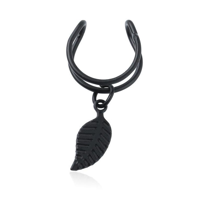 Wholesale EARRINGS Metal leaves U-shaped ear clip without ear hole JDC-ES-xc183 Earrings JoyasDeChina black Wholesale Jewelry JoyasDeChina Joyas De China