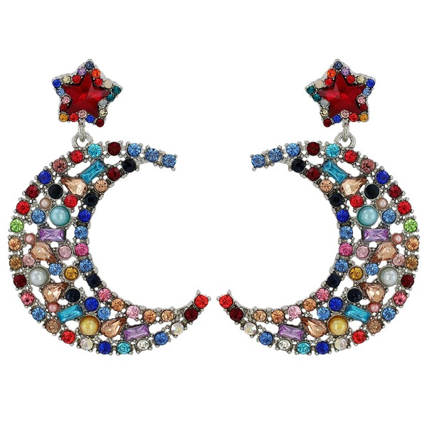 Bulk Jewelry Wholesale Earrings Moon colored diamonds Alloy JDC-ES-JJ062 Wholesale factory from China YIWU China