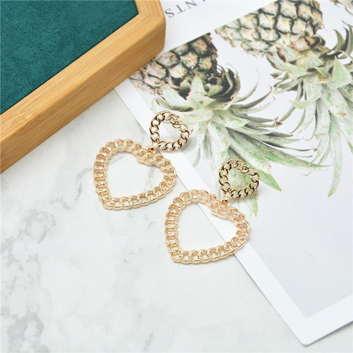 Wholesale Earrings peach heart alloy imitation chain geometric EarringsJDC-ES-xc102 Earrings JoyasDeChina golden Wholesale Jewelry JoyasDeChina Joyas De China