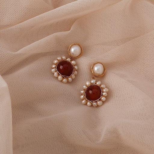 Bulk Jewelry Wholesale Earrings Pearl red agate geometry JDC-ES-W202 Wholesale factory from China YIWU China