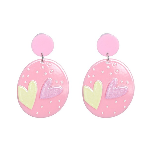 Wholesale Earrings Pink heart-shaped acrylic resin JDC-ES-JJ236 Earrings JoyasDeChina Wholesale Jewelry JoyasDeChina Joyas De China