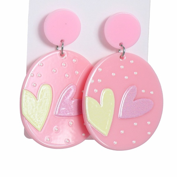 Wholesale Earrings Pink heart-shaped acrylic resin JDC-ES-JJ236 Earrings JoyasDeChina Wholesale Jewelry JoyasDeChina Joyas De China