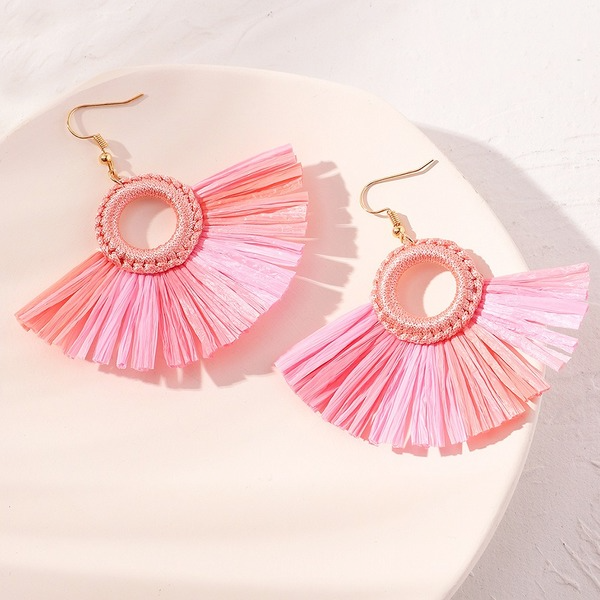Bulk Jewelry Wholesale Earrings Pink raffia fan JDC-ES-e186 Wholesale factory from China YIWU China