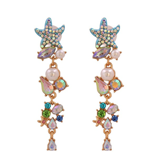 Bulk Jewelry Wholesale Earrings Pink starfish with diamonds Alloy JDC-ES-JJ030 Wholesale factory from China YIWU China