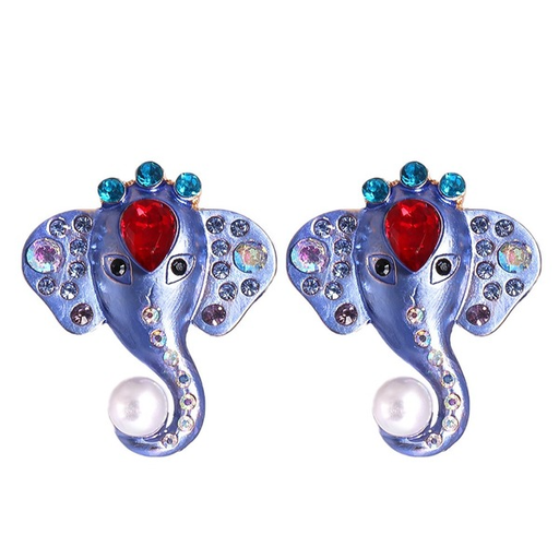 Bulk Jewelry Wholesale Earrings Purple Acrylic and Diamond Elephant JDC-ES-JJ098 Wholesale factory from China YIWU China