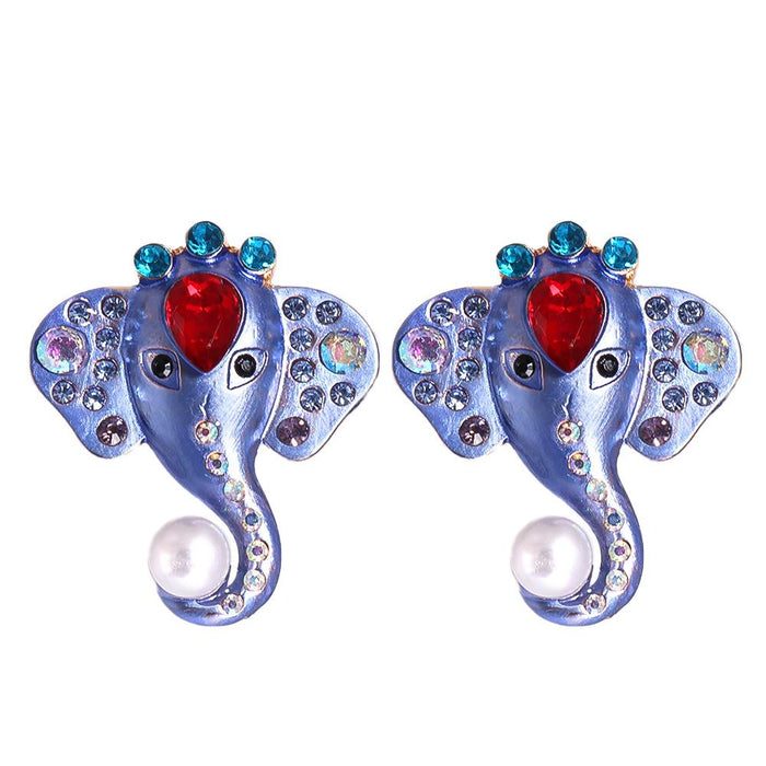 Wholesale Earrings Purple Acrylic and Rhinestone Elephant JDC-ES-JJ098 Earrings JoyasDeChina 55256 elephants Wholesale Jewelry JoyasDeChina Joyas De China