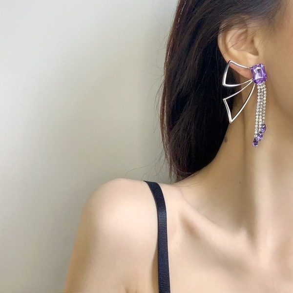 Bulk Jewelry Wholesale Earrings Purple Diamond Butterfly Tassel JDC-ES-W284 Wholesale factory from China YIWU China