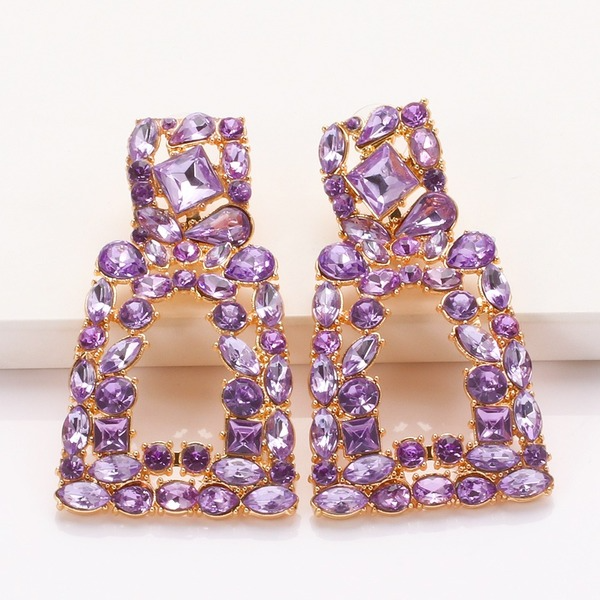 Bulk Jewelry Wholesale Earrings Purple diamond geometric square JDC-ES-JJ019 Wholesale factory from China YIWU China