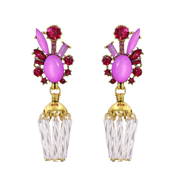 Wholesale Earrings Purple geometric flower tassel plastic JDC-ES-JJ234 Earrings JoyasDeChina Wholesale Jewelry JoyasDeChina Joyas De China