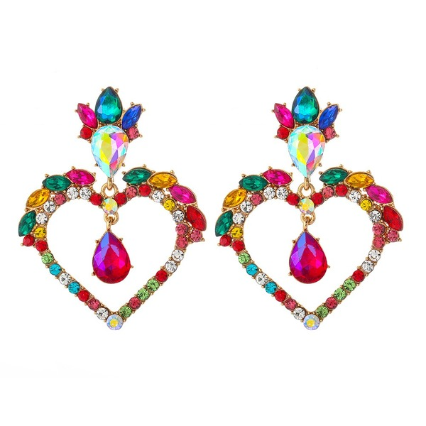 Bulk Jewelry Wholesale Earrings Purple heart-shaped alloy diamonds JDC-ES-JJ018 Wholesale factory from China YIWU China