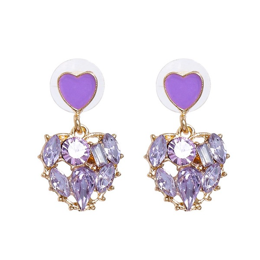 Wholesale Earrings Purple Heart Shaped Diamond Alloy JDC-ES-JJ227 Earrings JoyasDeChina Wholesale Jewelry JoyasDeChina Joyas De China