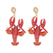 Wholesale Earrings Red alloy lobster with dripping oil and Rhinestones JDC-ES-JJ056 Earrings JoyasDeChina 55131 Wholesale Jewelry JoyasDeChina Joyas De China