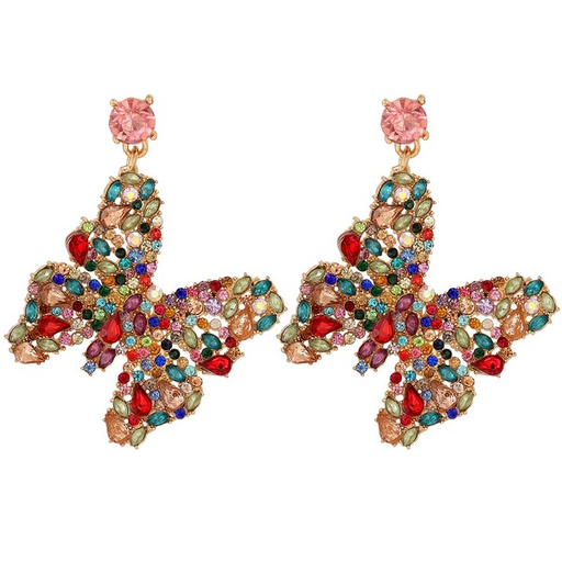 Bulk Jewelry Wholesale Earrings Red butterfly colored diamonds Alloy JDC-ES-JJ057 Wholesale factory from China YIWU China