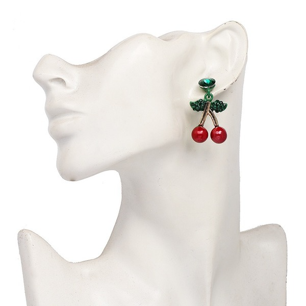 Wholesale Earrings Red cherry Alloy JDC-ES-JJ209 Earrings JoyasDeChina Wholesale Jewelry JoyasDeChina Joyas De China