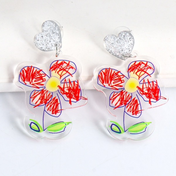 Wholesale Earrings Red flower acrylic resin JDC-ES-JJ237 Earrings JoyasDeChina Wholesale Jewelry JoyasDeChina Joyas De China