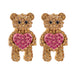 Wholesale Earrings Red heart shaped bear Alloy JDC-ES-JJ101 Earrings JoyasDeChina Brown Wholesale Jewelry JoyasDeChina Joyas De China