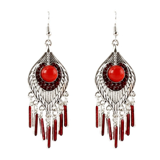 Wholesale Earrings Red tassel long Alloy JDC-ES-TC108 Earrings JoyasDeChina Wholesale Jewelry JoyasDeChina Joyas De China