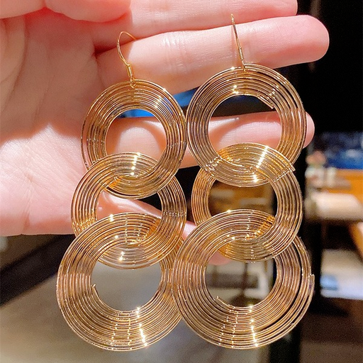 Bulk Jewelry Wholesale Earrings retro geometry multilayer metal rings JDC-ES-xc071 Wholesale factory from China YIWU China