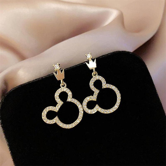 Wholesale earrings S925 silver crown diamond pearl MickeyJDC-ES-xc281 Earrings JoyasDeChina golden Wholesale Jewelry JoyasDeChina Joyas De China