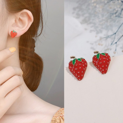 Bulk Jewelry Wholesale earrings S925 silver needle cute small red strawberry JDC-ES-xc217 Wholesale factory from China YIWU China