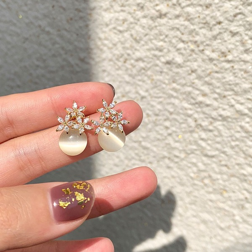 Bulk Jewelry Wholesale earrings S925 silver needle opal flowersJDC-ES-xc141 Wholesale factory from China YIWU China