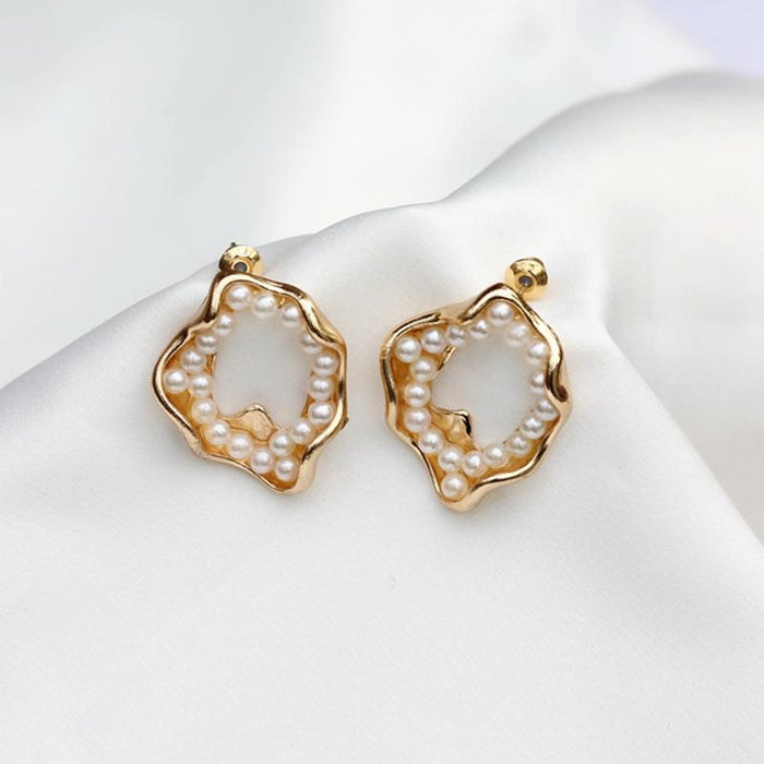 Wholesale earrings S925 silver needle simple irregular geometric pearl earringsJDC-ES-xc116 Earrings JoyasDeChina E241 Wholesale Jewelry JoyasDeChina Joyas De China