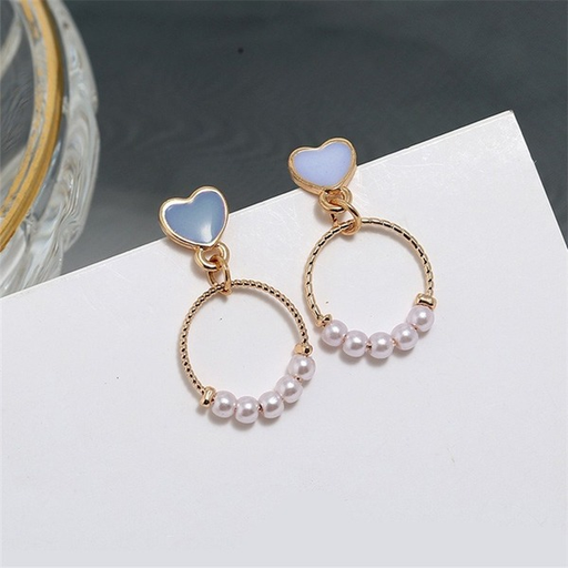 Bulk Jewelry Wholesale earrings S925 silver needle small ring love pearl drops of oil heart-shaped JDC-ES-xc225 Wholesale factory from China YIWU China
