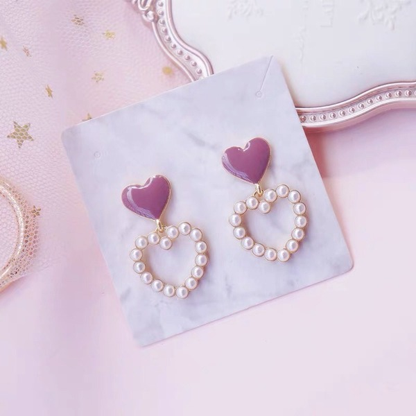 Bulk Jewelry Wholesale earrings S925 silver needle sweet love pearl hearts JDC-ES-xc208 Wholesale factory from China YIWU China
