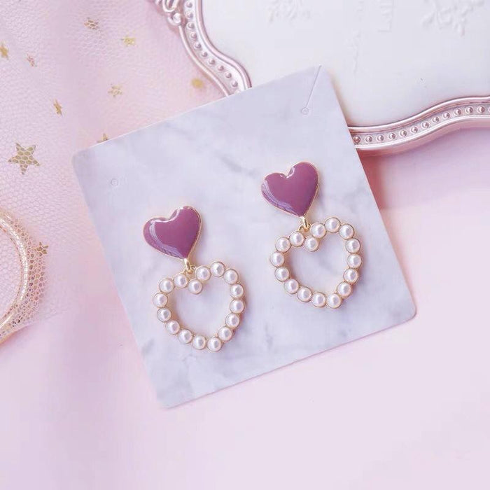 Wholesale earrings S925 silver needle sweet love pearl hearts JDC-ES-xc208 Earrings JoyasDeChina E118 Wholesale Jewelry JoyasDeChina Joyas De China