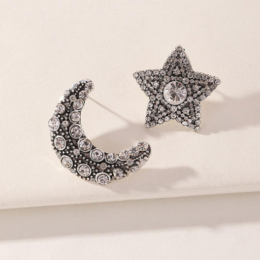 Bulk Jewelry Wholesale Earrings Silver star and moon with diamonds Alloy JDC-ES-e139 Wholesale factory from China YIWU China