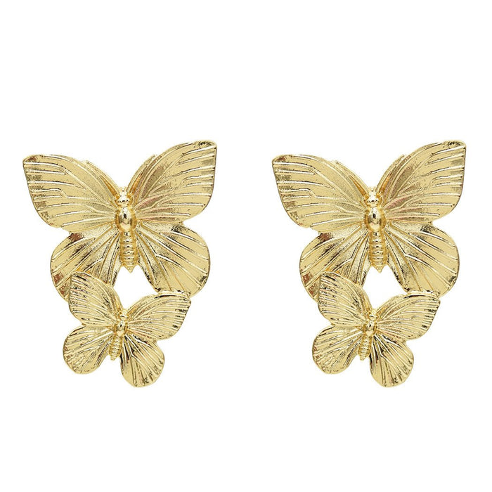 Wholesale earrings silvery golden butterfly alloy earrings JDC-ES-xc077 Earrings JoyasDeChina golden Wholesale Jewelry JoyasDeChina Joyas De China