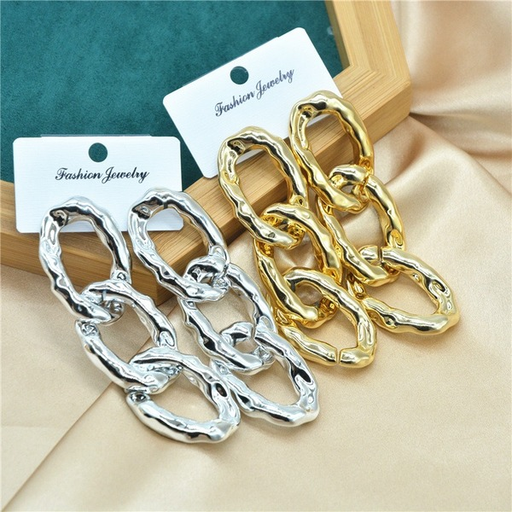 Bulk Jewelry Wholesale earrings simple geometric CCB irregular ring interlocking chainJDC-ES-xc138 Wholesale factory from China YIWU China