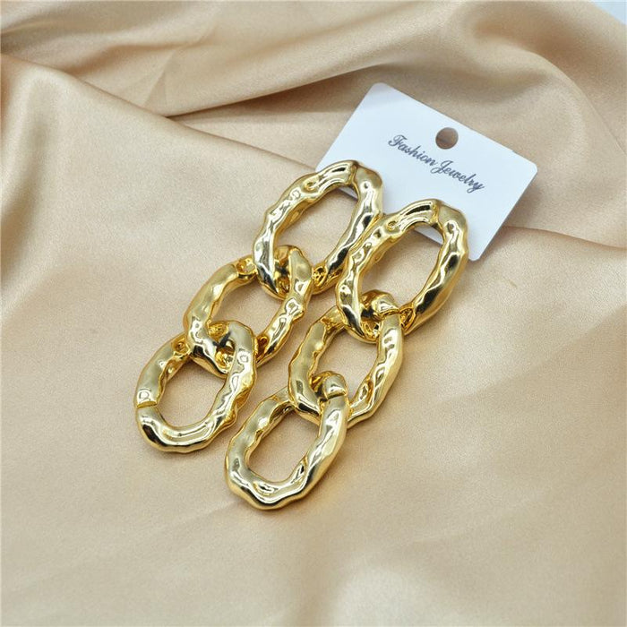 Wholesale earrings simple geometric CCB irregular ring interlocking chainJDC-ES-xc138 Earrings JoyasDeChina Golden Wholesale Jewelry JoyasDeChina Joyas De China