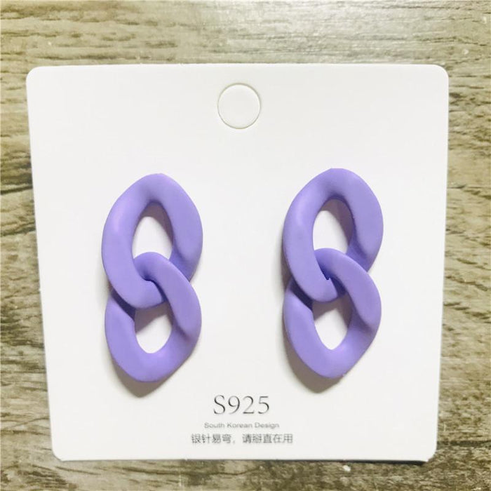 Wholesale earrings tri-color chain candy frosted acrylic long JDC-ES-xc062 Earrings JoyasDeChina 2 buttons - Purple Wholesale Jewelry JoyasDeChina Joyas De China