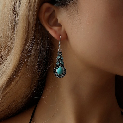 Bulk Jewelry Wholesale earrings, Turquoise Inlaid with diamond, water drop gourd JDC-ES-xc192 Wholesale factory from China YIWU China