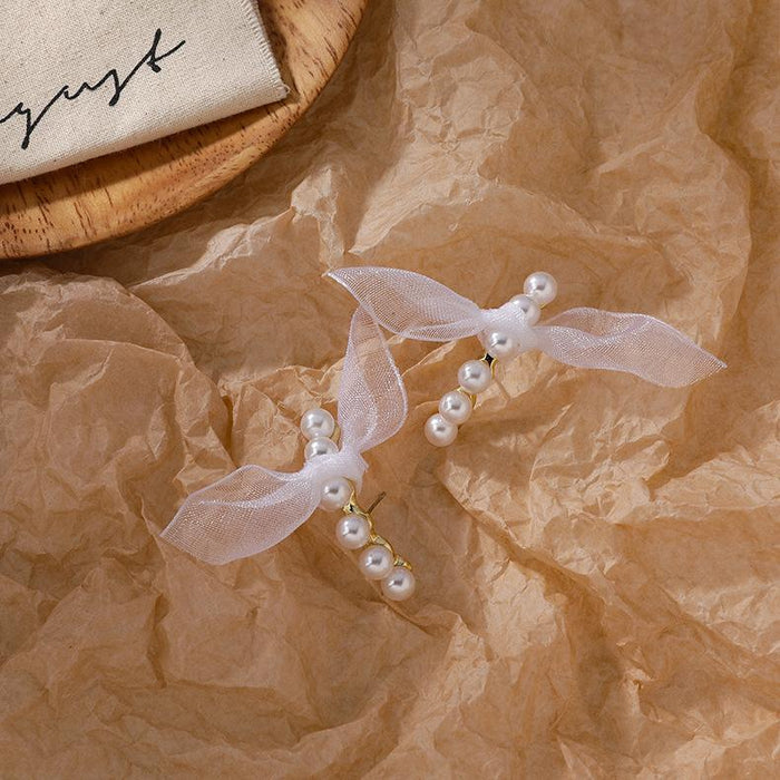 Wholesale Earrings White chiffon butterfly Alloy JDC-ES-W166 Earrings JoyasDeChina Main drawing Wholesale Jewelry JoyasDeChina Joyas De China