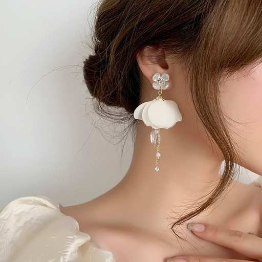 Bulk Jewelry Wholesale Earrings White cloth flowers Alloy JDC-ES-W100 Wholesale factory from China YIWU China