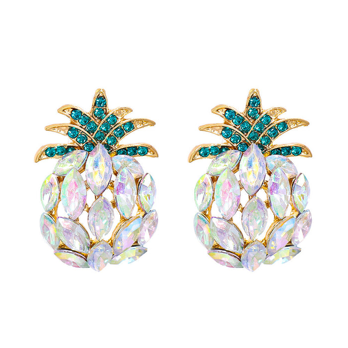 Wholesale Earrings White crystal pineapple Alloy JDC-ES-JJ229 Earrings JoyasDeChina AB color Wholesale Jewelry JoyasDeChina Joyas De China