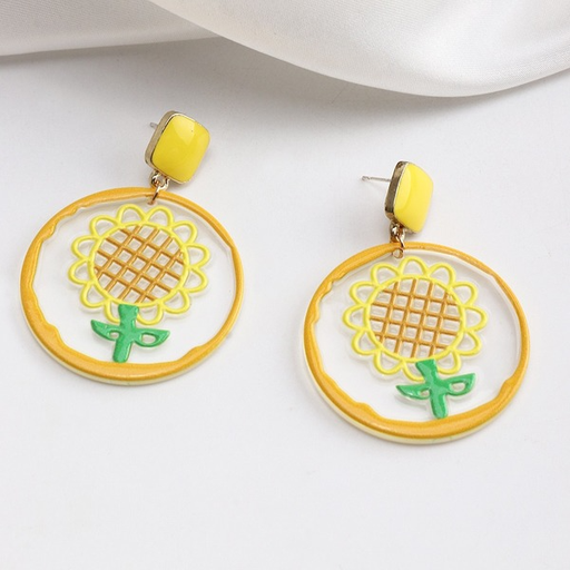 Bulk Jewelry Wholesale Earrings Yellow acrylic sunflower JDC-ES-e143 Wholesale factory from China YIWU China