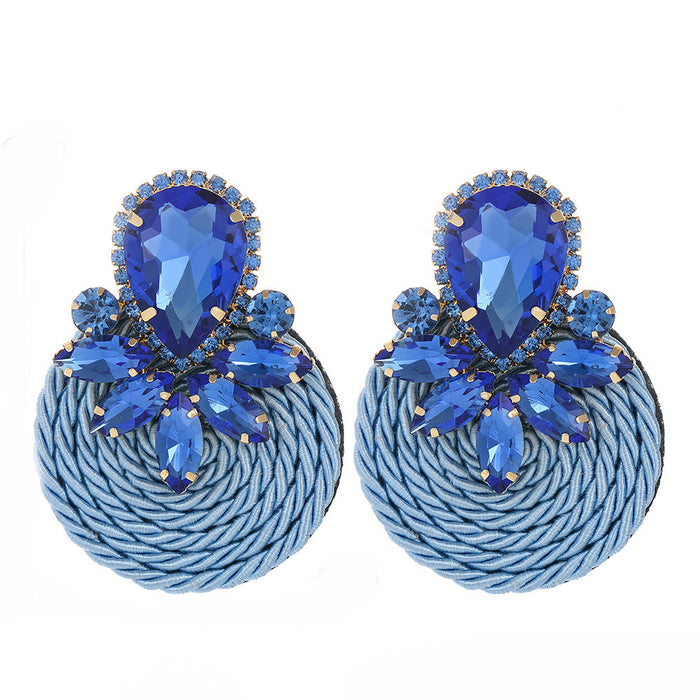 Wholesale Earrings Yellow round diamond braided JDC-ES-JJ104 Earrings JoyasDeChina blue Wholesale Jewelry JoyasDeChina Joyas De China