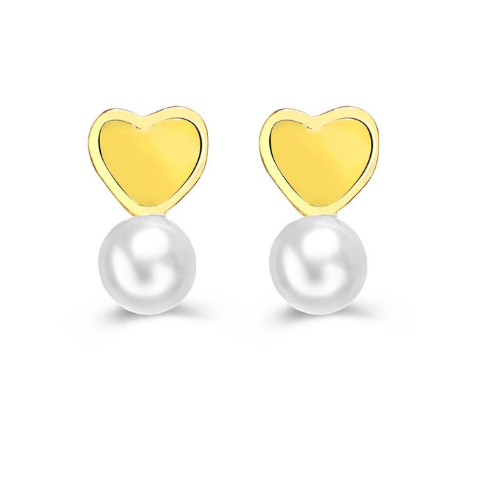 Wholesale Earrings Yellow vintage pearl love heart pearl JDC-ES-xy025 Earrings JoyasDeChina C14-03-56 Wholesale Jewelry JoyasDeChina Joyas De China