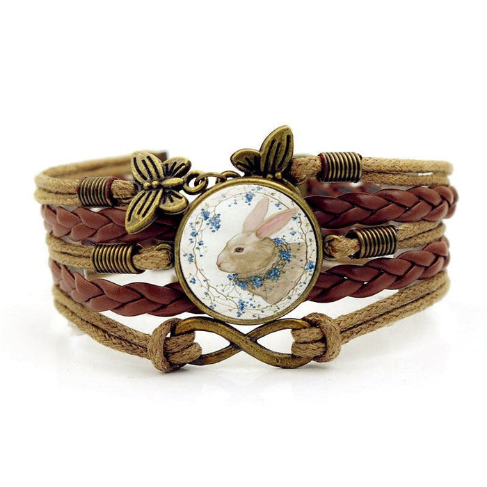 Wholesale Easter Bunny Vintage Gemstone Butterfly Alloy Bracelet JDC-BT-hengx007 Bracelet 横湘 brown Wholesale Jewelry JoyasDeChina Joyas De China